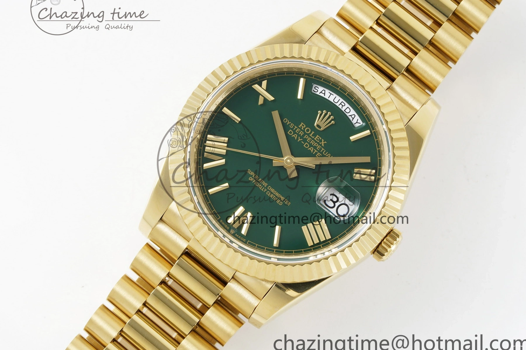 MiroTime 1229 Day Date 40 228238 YG JDF 1:1 Best Edition Green Dial on YG Bracelet VR EyeCatching 2245